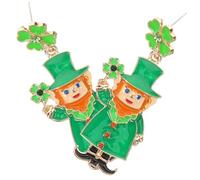 AKOOSY St Patrick’s Day Four-leaf Shamrock Earrings for Women, Green Alloy Drop Earrings with Enamel and Rhinestones, Irish Festival Decorative Jewelry for Carnival and Holiday