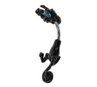 AKOOSY Stainless Steel Belly Button Ring Hoop Cat and Rhinestone Dangle, Small Cute Belly Piercing Jewelry for Women, Trendy Black Navel Ring for Body Piercings