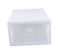 AKOOSY Thick Transparent Plastic Shoe Storage Box with Drawer Design White Frame Scratch-resistant Organizer Container for Men and Women Easy-view Window Space-saving Holder