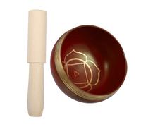 AKOOSY Tibetan Singing Bowl Red Meditation Bowl with Mallet for Yoga Healing Relaxation and Stress Relief Handcrafted for Spiritual Practice and Home Decor