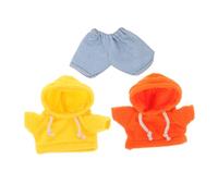 AKOOSY Tiny Stuffed Animal Clothes for Plush Kawaii Bear Hoodie Outfits with Orange Yellow Sweatshirts and Light Blue Cuffed Jeans Creative Doll Garments for Imaginative Play and Craft