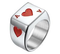 AKOOSY Titanium Steel Poker Finger Ring for Men Punk Style Fashion Jewelry Heart Design for Parties Gatherings and Casual Wear