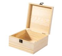 AKOOSY Unfinished Wooden Storage Box with Front Locking Clasp Handmade Decorative Cube Holder for Jewelry Crafts and Sundries Organization Durable Eco Friendly Desktop Organizer