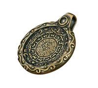 AKOOSY Vintage Brass Eight Diagram Pattern Pendant Retro Decorative Hanging Charm for Necklace DIY Durable Bagua Medallion with Fine Detail and Unique Design Suitable for Jewelry Craft