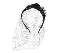 AKOOSY Vintage Bridal Mesh Veil Headband with Rhinestone Embellishments Lightweight Wedding Hairband for Brides Classic Retro Design Suitable for Any Hairstyle