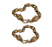 AKOOSY Vintage Dragon Bracelet Set Antique Brass Style 2-piece Zodiac Jewelry for Men and Women Feng Shui Charm for Collectors and Giving