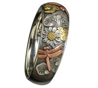 AKOOSY Vintage Engraved Dragonfly Flower Ring for Women, Alloy Delicate Finger Ring, Retro Style Statement Jewelry for Parties and Engagements