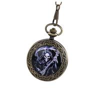 AKOOSY Vintage Ghost Pocket Watch Retro Pocket Watch Chain Classic Alloy Quartz Sturdy Compact Size for Easy Carry Suitable for Teachers Friends Birthday Diameter Approximately 4.6 CM