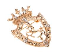 AKOOSY Vintage Retro Crown Brooch Pin for Men Rhinestone Shield Horse Racing Lapel Badge Elegant Horse Shaped Suit Accessory Meticulously Crafted for Wedding and Formal Wear