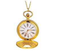 AKOOSY Vintage Roman Numeral Pocket Watch with Storage Case for Men and Women and Light Weight Design with Golden Alloy Case Easy to Carry Gift for Father's Day and Halloween
