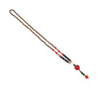 AKOOSY Vintage Wooden Bead Necklace with Feng Shui Pendant Handmade Ethnic Boho Long Meditation Jewelry for Men and Women Natural Beads for Cultural Style and Peace
