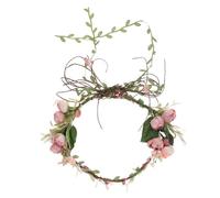 AKOOSY Wedding Flower Headband for Bride Comfortable to Wear Cloth Floral Headpiece with Realistic Pink Flowers, Delicate and Stylish Hair Accessory for Wedding Ceremonies