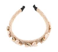 AKOOSY Wide Brim Seashell Hairband for Women Lightweight Pearl Headpiece with Ocean Charm Soft Comfortable Wide Headbands for Wedding Bridal Summer Holiday Outdoor Wear
