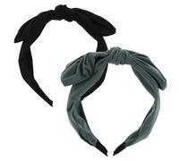 AKOOSY Wide Knotted Bow Hairbands Comfortable Fabric Headbands Random Color for Women 2pcs that Hold Hair Tightly, for Daily Wearing and Family Gathering
