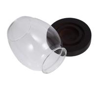 AKOOSY Windproof Tea Light Holder with Glass Cover and Wooden Round Base for Home Decor and Table Centrepiece, Stable Candle Holder for Easy Replacement