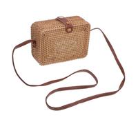 AKOOSY Woven Rattan Crossbody Bag for Women with Leather Shoulder Strap Mini Vintage Handcrafted Purse for Cards and Essentials for Parties and Casual Outings