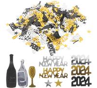 AKOOSY Year Party Confetti Table Decorations Black Gold Silver Foil Scatter for Celebration Supplies DIY Craft Favor Bags and Invitations