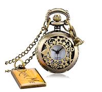 Akopiuto Alice in Wonderland Quartz Pocket Watch Dark Brown Glass Necklace Pendant Gifts for Women Girls 3