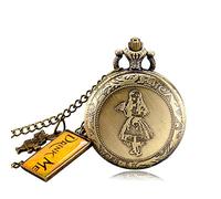 Akopiuto Alice in Wonderland Quartz Pocket Watch Dark Brown Glass Necklace Pendant Gifts for Women Girls 6