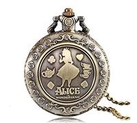 Akopiuto Alice in Wonderland Quartz Pocket Watch Dark Brown Glass Necklace Pendant Gifts for Women Girls 8