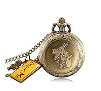 Akopiuto Alice in Wonderland Quartz Pocket Watch Dark Brown Glass Necklace Pendant Gifts for Women Girls 7