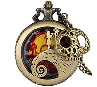 Akopiuto Clock The Nightmare Before Christmas Quartz Pocket Watch Jack Skellington Pendant Hour with Skull Accessory 4