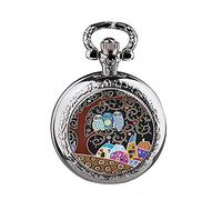 Akopiuto Fashion Silver Stainless Steel Tree of Life Chain Luminous Pocket Watch Necklace Women Jewelry Glowing Pendant Chain 40