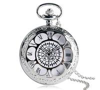 Akopiuto New Hot Animation Kuroshitsuji Black Butler Sebastian Theme Quartz Pendant Pocket Watch with Necklace Chain Gift to Boys Silver