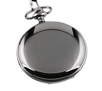 Akopiuto Retro Classical 4.5cm Size Silver Polish Quartz Men Pocket Watch Pendant Chain Smooth Pocket Watches Gifts Black