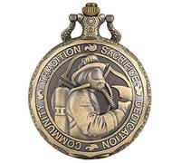Akopiuto Retro Saint Florian Patron Saint of Fire Fighters Challenge Quartz Pocket Watch Tradition Sacrifice Dedication Community Gift 30cmChain