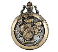 Akopiuto Retro Zodiac Pocket Watch Pendant Animal Watch Hollow Necklace Rabbit