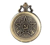 Akopiuto Soviet Badges Sickle Hammer Style Quartz Pocket Watch Russia Emblem Communism Unisex Necklace Chain Hours Clock
