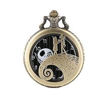 Akopiuto The Nightmare Before Christmas Jack Skellington Tim Burton Movie Theme Watches Fashion Quartz Pocket Watch Vintage Necklace Gift Bronze