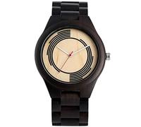 Akopiuto Wood Spiral Stripe Watch Men's Geometry Design Watch Male Watches Full Wooden Band Bangle EbonyWood