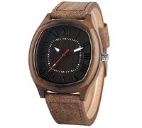 Akopiuto Wood Watch Square Shape Roman Number Dial Men Women Wooden Wristwatch 3