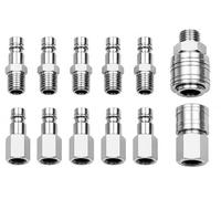 AKORD 10-Pack 1/4" BSP Euro Air Compressor Fittings Set, Quick Release Couplers & Plugs, Zinc Plated Pneumatic Air Line Hose Connectors for Compressors, Air Tools & Workshop Equipment