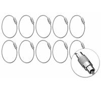 AKORD 10-Piece Stainless Steel Wire Keychain Cable Keyring with Twist Barrel Connector - Durable Metal Luggage Tag Loops, 15cm Length, Silver