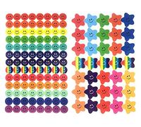 AKORD 10 Sheet 695 Pcs Smiley Happy Face Stickers and Smiley Star Stickers for Teachers,Parents Kids Craft Scrap Books Decoration, Multi Color