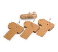 AKORD 100Pcs Brown Paper Hang Tags Gift Price Party Wedding Label Cards, 4.5cm(L) x 9cm(H)