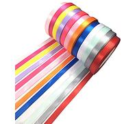 AKORD 10mm Satin Ribbon 300 Yards Fabric Ribbon Satin Roll 12 Colour Pack
