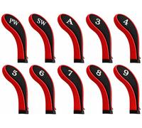 AKORD 10pc Golf Iron Headcovers Set - Blue & White Neoprene Protective Club Covers - Universal Fit for Standard Irons with Embroidered Numbers - Durable Padded Golf Club Organiser