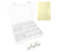 AKORD 120 Pcs White Plastic Floss Bobbins Set Embroidery Thread Bobbins with Storage Box and 260 Pcs Blank Stickers