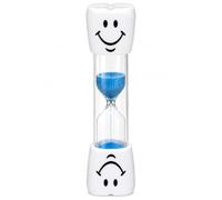 AKORD 2 Minute Sand Timer with Smiley Ends, Blue Sand | Children's toothbrushing hourglass for bathroom routines and turn-taking games; no batteries needed