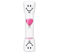 AKORD 2 Minute Sand Timer with Smiley Ends, Pink Sand | Children's toothbrushing hourglass for bathroom routines and turn-taking games; no batteries needed