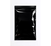 AKORD 20 Pack Black Glossy Zip Seal Bags - 60 Micron Strong Resealable Poly Bags 32 × 22 cm, Reusable Plastic Packaging & Storage Pouches