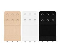AKORD 3 Hook Bra Extenders, Elastic Bra Band Extensions, Pack of 3 | Give a tight bra band extra room with two fastening positions in white, black and beige