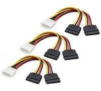 AKORD 3-Pack 4-Pin Molex to Dual SATA Power Splitter Cable, 17cm Y-Shape Internal PC Power Adapter for HDD and SSD, Male to Female Extension Connector