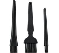 AKORD 3-Piece Anti Static ESD Brush Set, Plastic Round Handle Cleaning Brushes for Computer Motherboard, PCB, Electronics, Keyboard and Dusting, Black