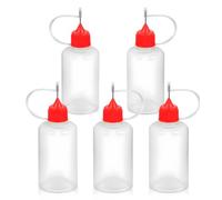 AKORD 5-Pack 50ml Plastic Squeezable Dropper Bottles with Precision Needle Tip - Reusable LDPE Bottles for Liquids, Oils, Glue, Hobby Crafts & E-Juice