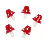 AKORD 5pcs Miniature Red Mushroom Ornaments - 2.7cm Resin Toadstools for Fairy Gardens, Plant Pots, Terrariums & Home Décor